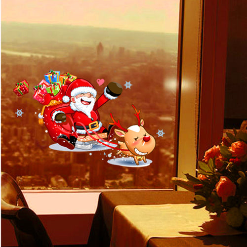 Santa Claus Christmas Window Removable Wall Stickers