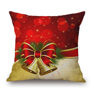 Christmas Bells Linen Square Throw Pillow Cover $5 Special