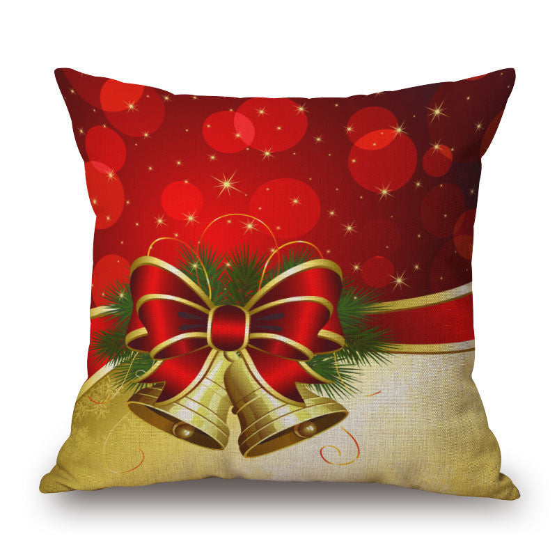 Christmas Bells Linen Square Throw Pillow Cover