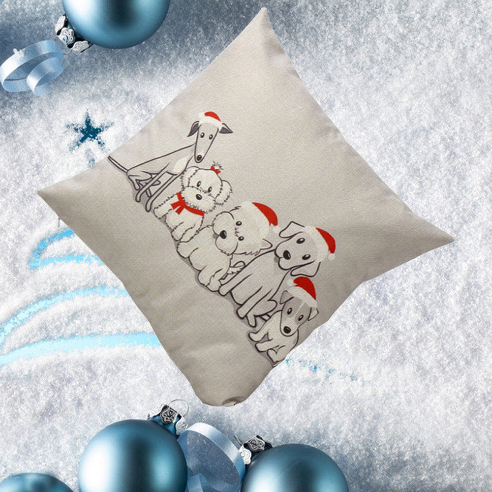 Christmas Puppies Throw Pillow Cover