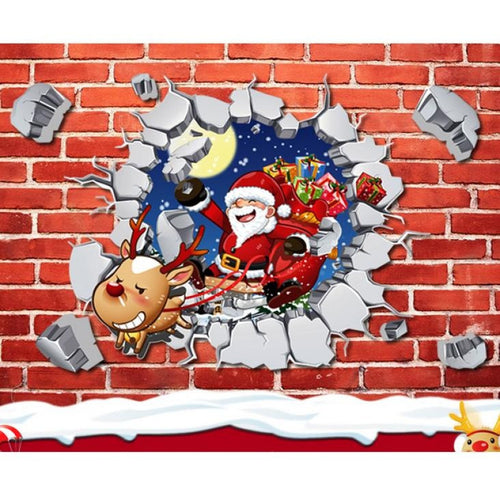Removable 3D Santa Claus Reindeer Christmas Window Wall Sticker