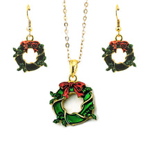 Christmas Wreath Necklace & Earrings Set