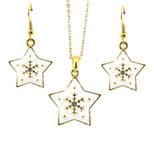 Star Snow Flake Necklace Pendant Earrings Set