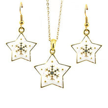 Star Snow Flake Necklace Pendant Earrings Set